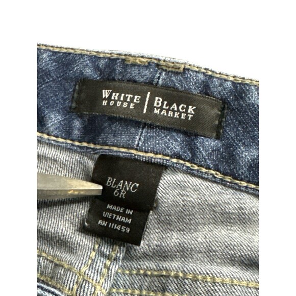 WHBM Boot Leg Jeans Mid Rise Dark Denim Stretch Classic Fit Bootcut Preppy - Picture 5 of 9